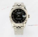 31mm Rolex Datejust Black Dial Roman Numerals Swiss Replica Watch